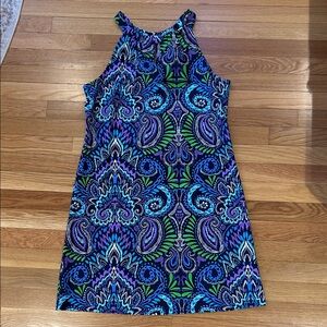 Vibrant Blue and Purple Patterned Dress